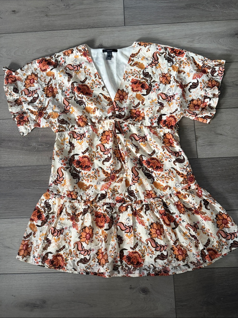 Forever 21 Cream Satin Top with Black Label